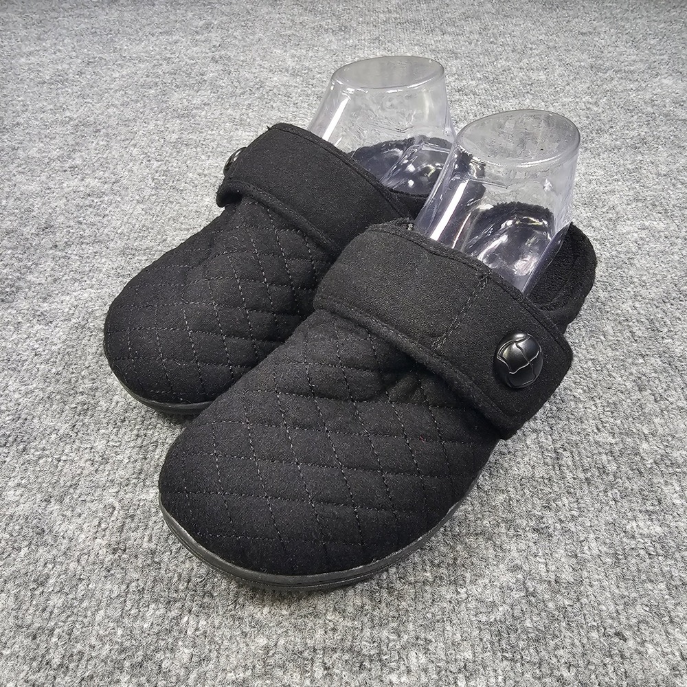 Vionic Carlin Slippers Black Quilted Faux Fur Orthotic Slip On Mule Women 8 / 39